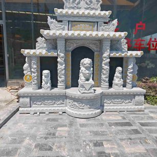 芝麻白中国黑石材套墓 花岗岩墓碑